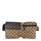 Amelia GG Monogram Double Pocket Belt Bag Dark Brown