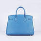 Hermes Birkin 30cm Togo Leather Handbags Blue Silver