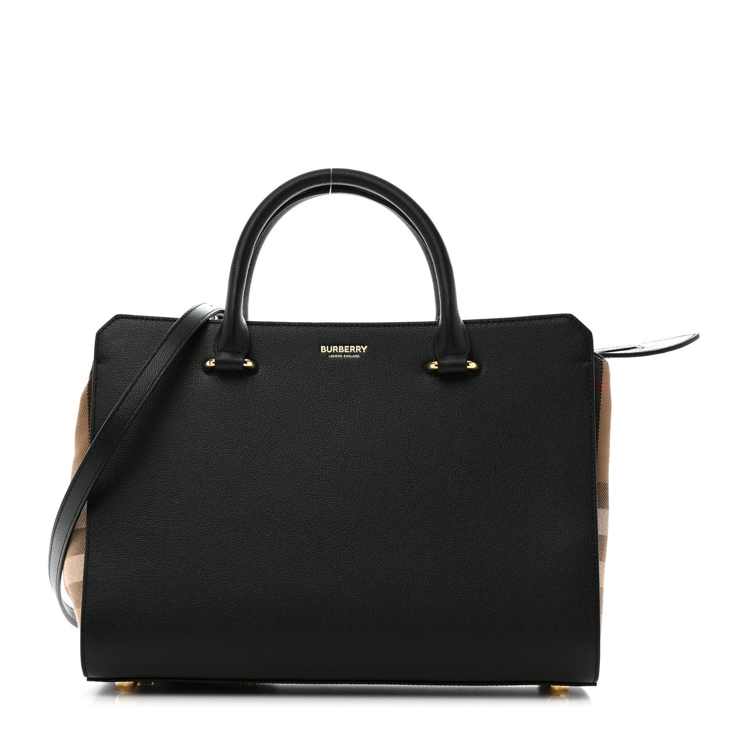 Amelia Calfskin Mega Check Small Banwell Tote Black