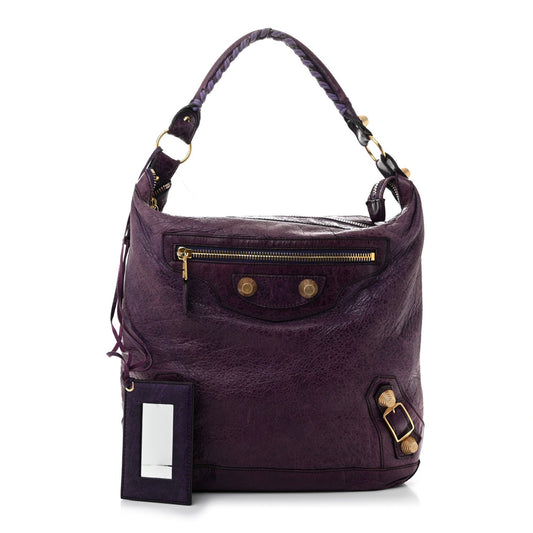 Balenciaga Agneau Giant 21 Gold Hardware Day Hobo Raisin