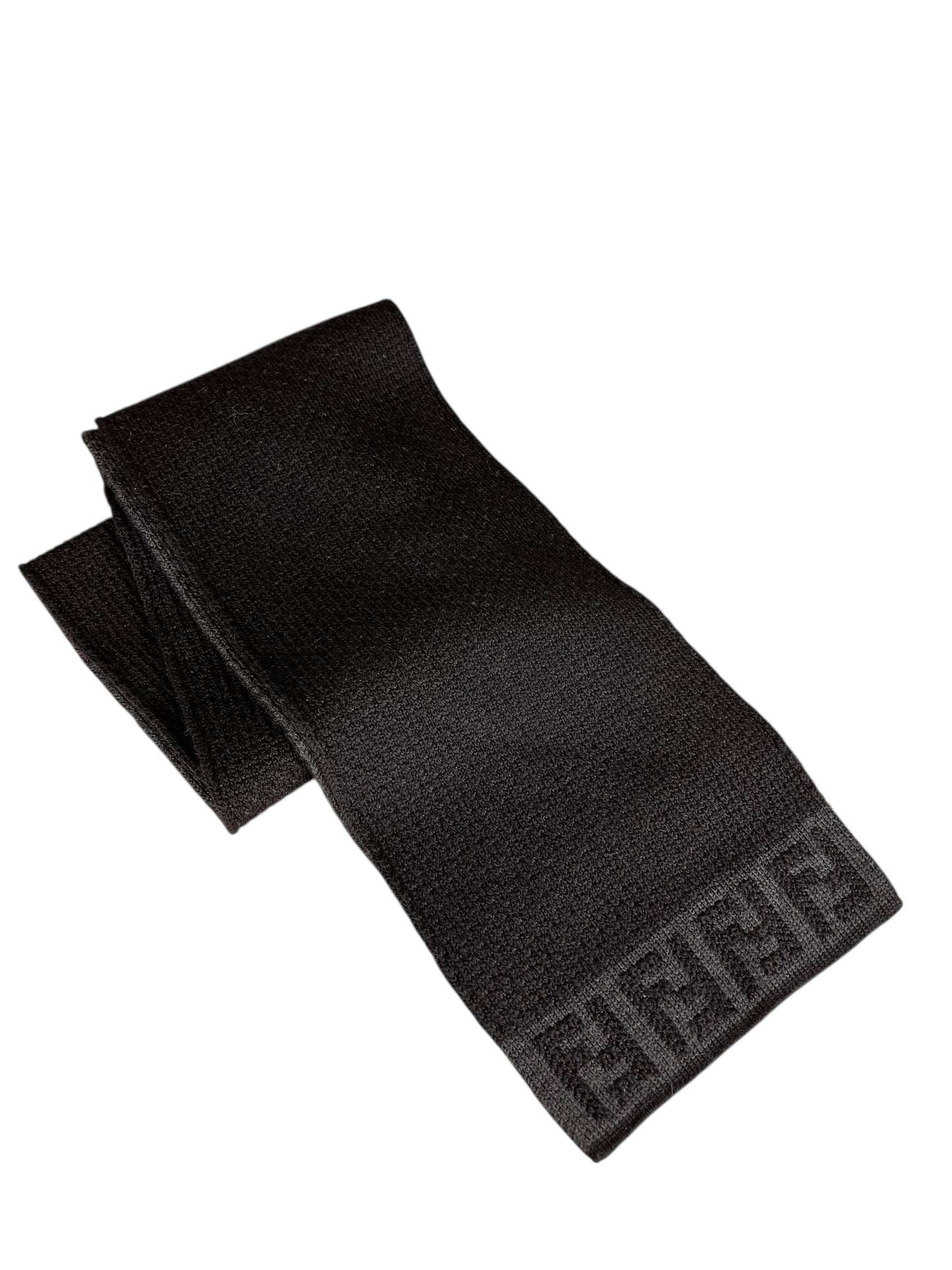 Fendi FF Logo Black Wool Scarf