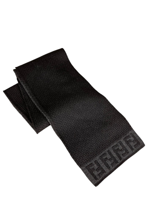 Fendi FF Logo Black Wool Scarf