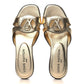Louis Vuitton Metallic Calfskin LV Isola Flat Sandals Gold
