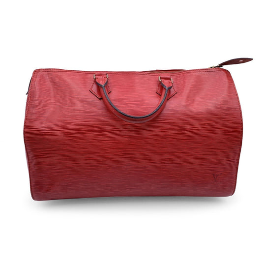 LOUIS VUITTON   Red Epi Leather Speedy 35 Boston Bag Handbag