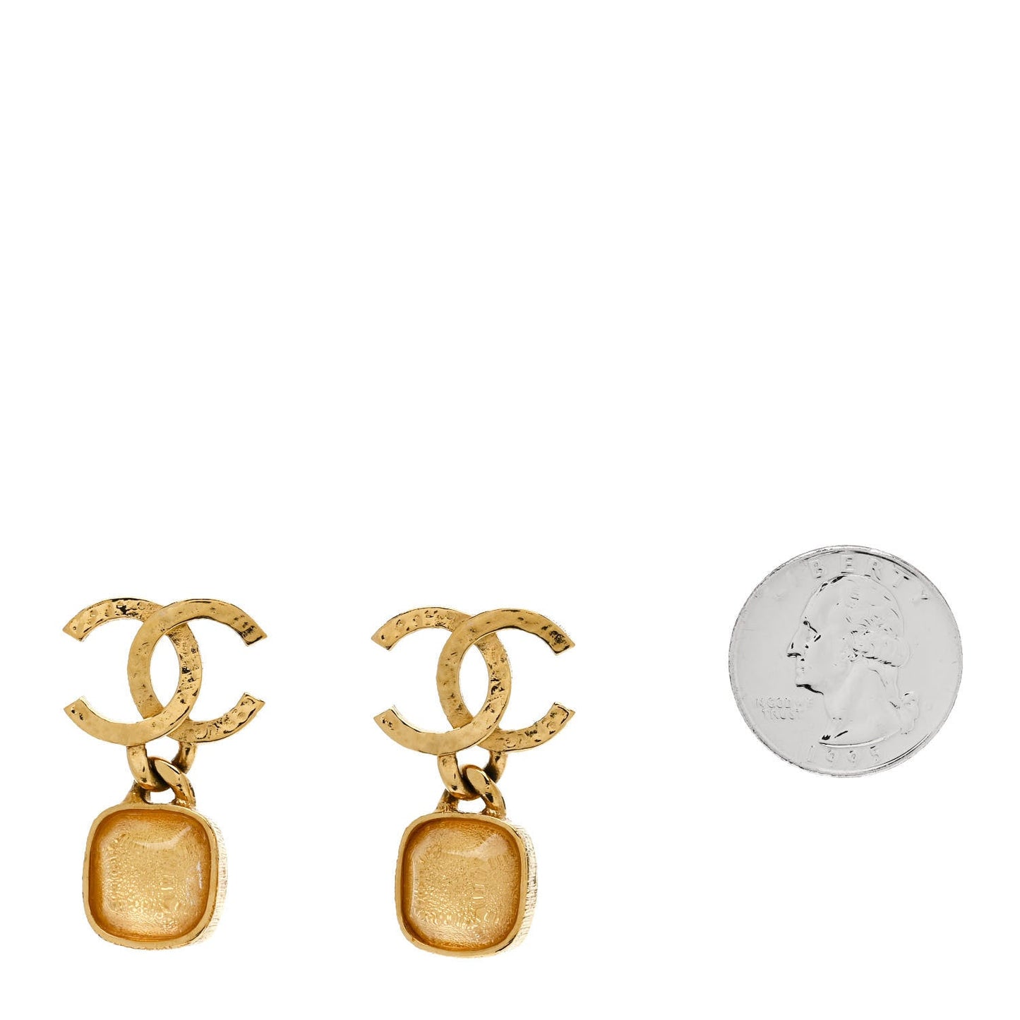 Amelia Metal Natural Stones CC Drop Earrings Gold
