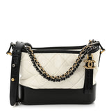 Amelia Aged Calfskin Quilted Small Gabrielle Hobo Black White