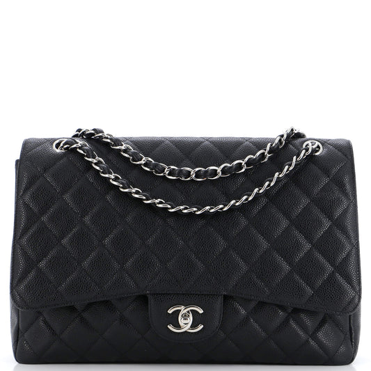 CHANEL Classic Single Flap Bag Quilted Caviar Maxi