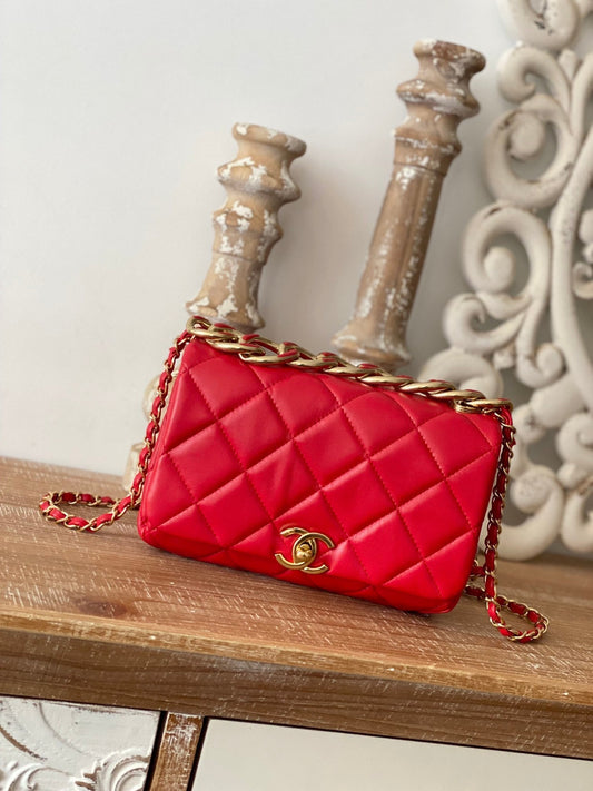 CHL -  Classic Diamond Flap Bag Red For Women Bags 9.1in/23cm