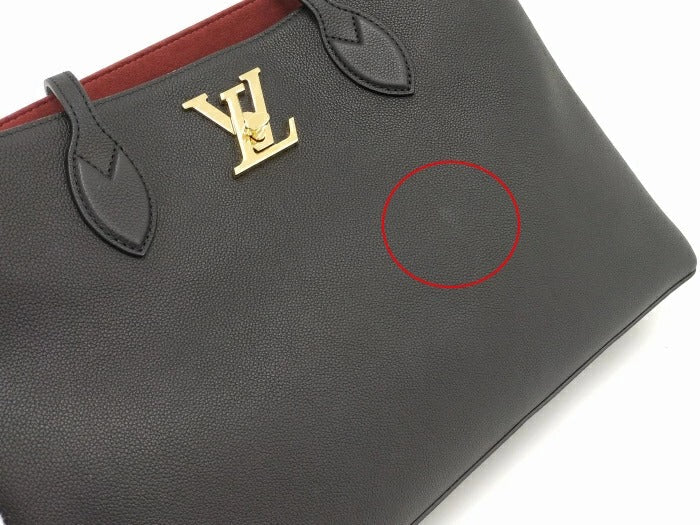 Louis Vuitton Leather Lockme Tote Bag Black