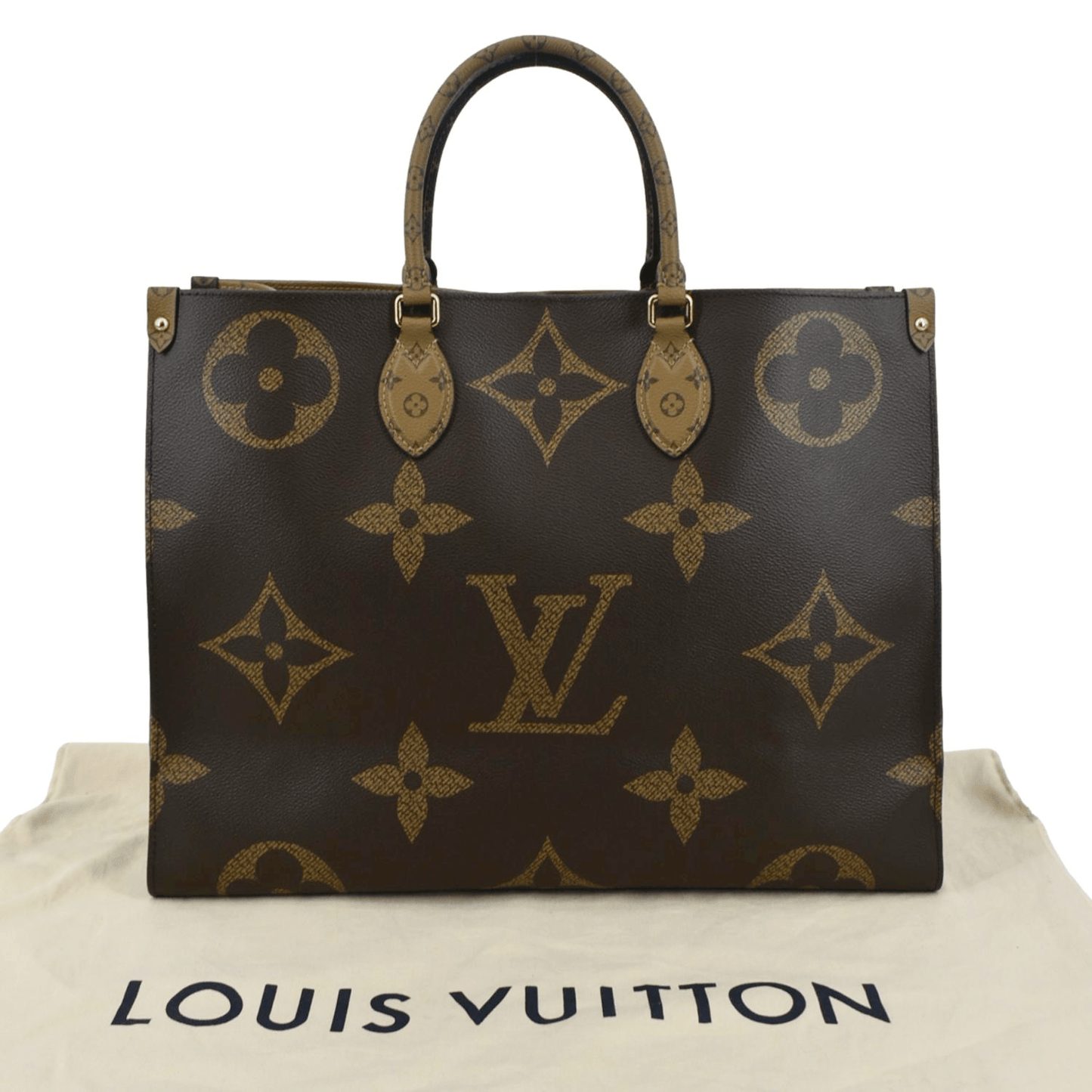 LOUIS VUITTON Onthego GM Giant Monogram Canvas Tote Shoulder Bag Brown