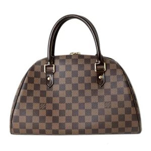 Louis Vuitton MM Damier Canvas Leather Ebene Handbag