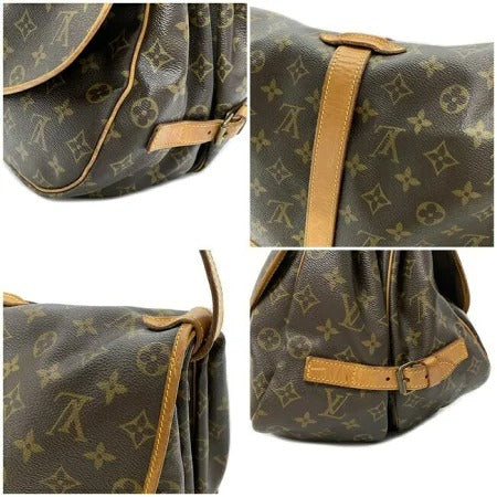 Louis Vuitton Leather Monogram Canvas Shoulder Bag