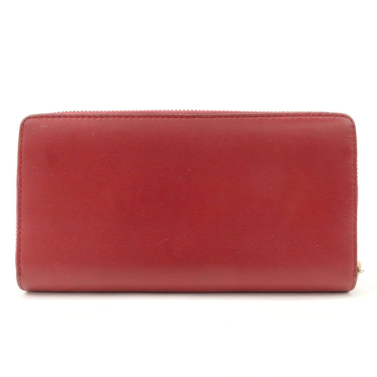 GUCCI Bamboo Leather Round Zippy Wallet Long Wallet Red  d