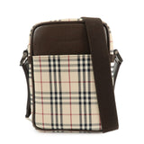 BURBERRY Nova Plaid Canvas Leather Shoulder Bag Crossbody Bag Brown  d