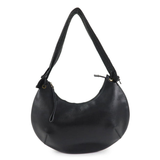 GUCCI Logo Leather Hobo Bag Shoulder Bag Hand Bag Black 204990  d