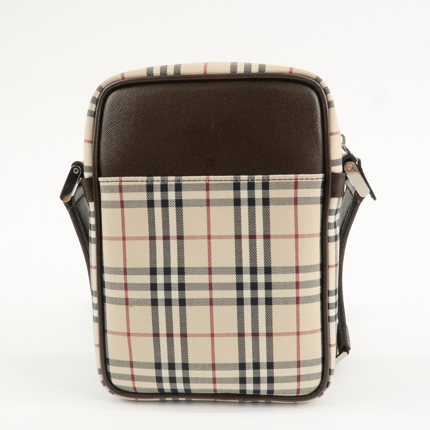 BURBERRY Nova Plaid Canvas Leather Shoulder Bag Crossbody Bag Brown  d