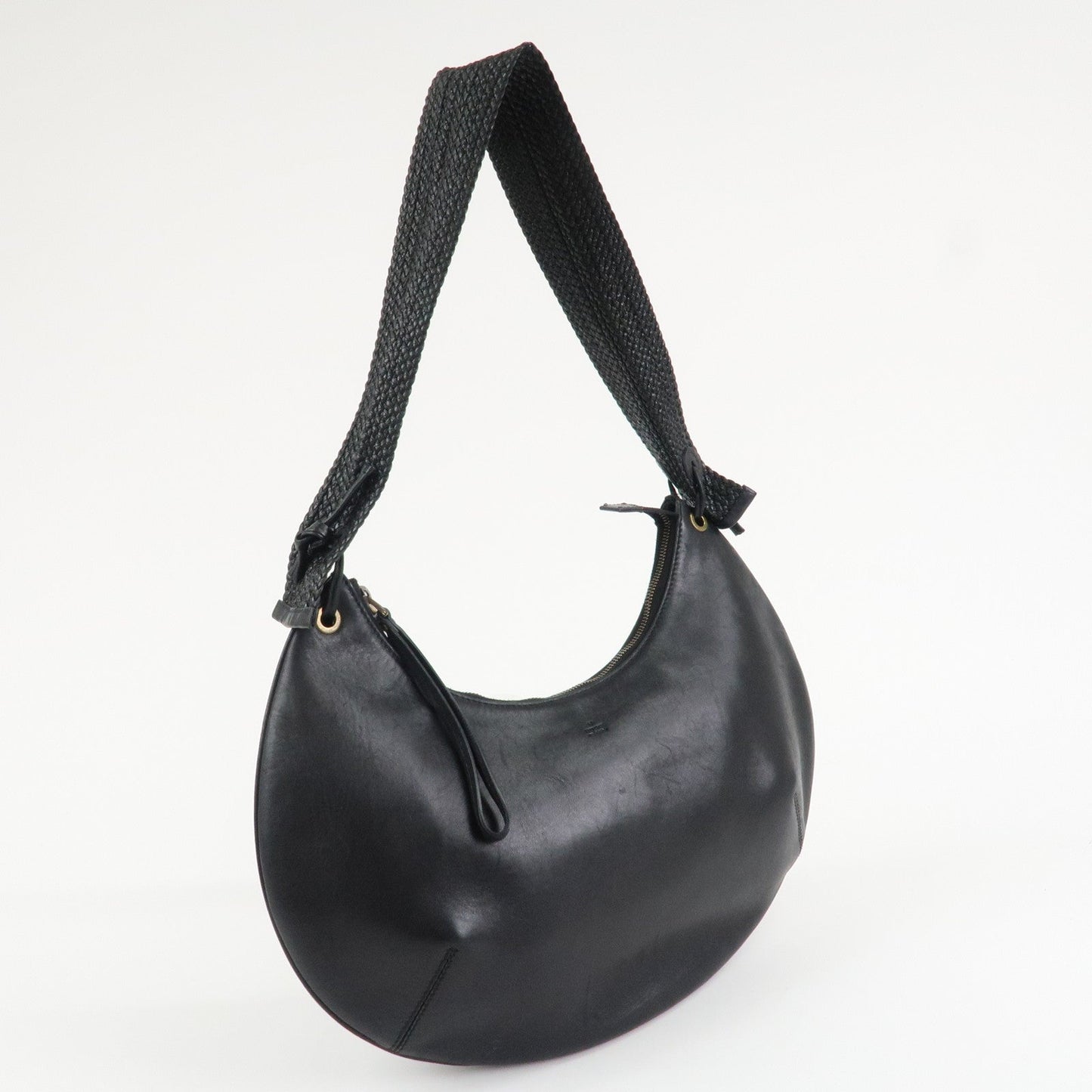 GUCCI Logo Leather Hobo Bag Shoulder Bag Hand Bag Black 204990  d