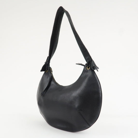 GUCCI Logo Leather Hobo Bag Shoulder Bag Hand Bag Black 204990  d