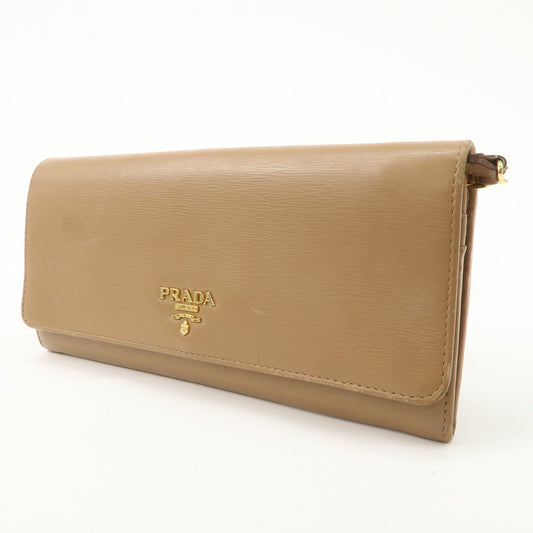 PRADA Logo Leather Chain Wallet WOC Beige Gold Hardware 1MT290  d