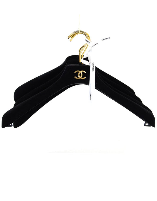 Chanel Black Velvet CC Coat Hangers- Set of 4