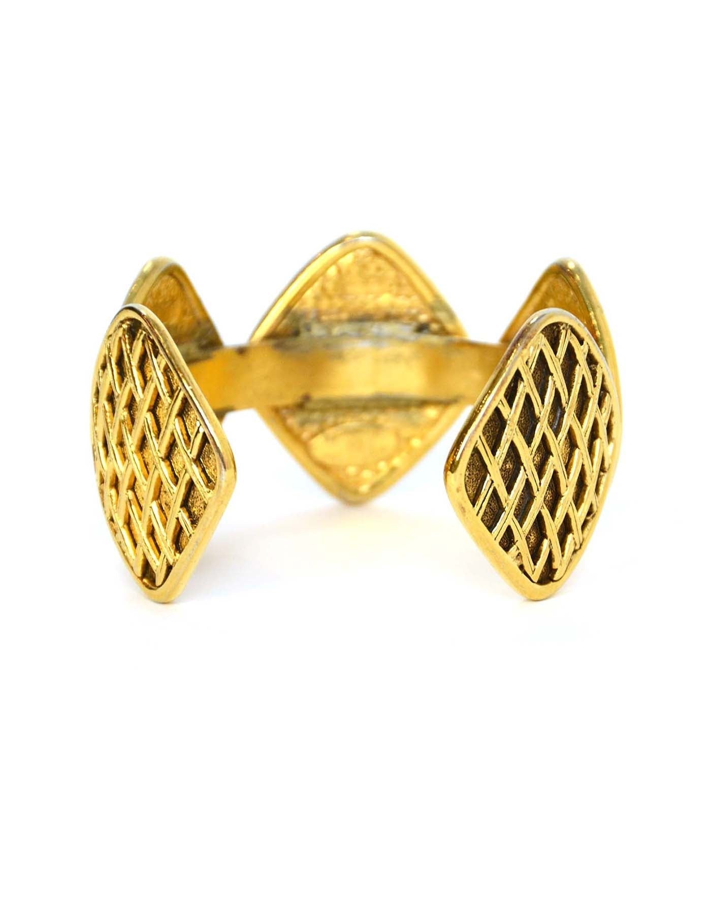 Chanel   '90s Gold Quilted Medallion Cuff Bracelet