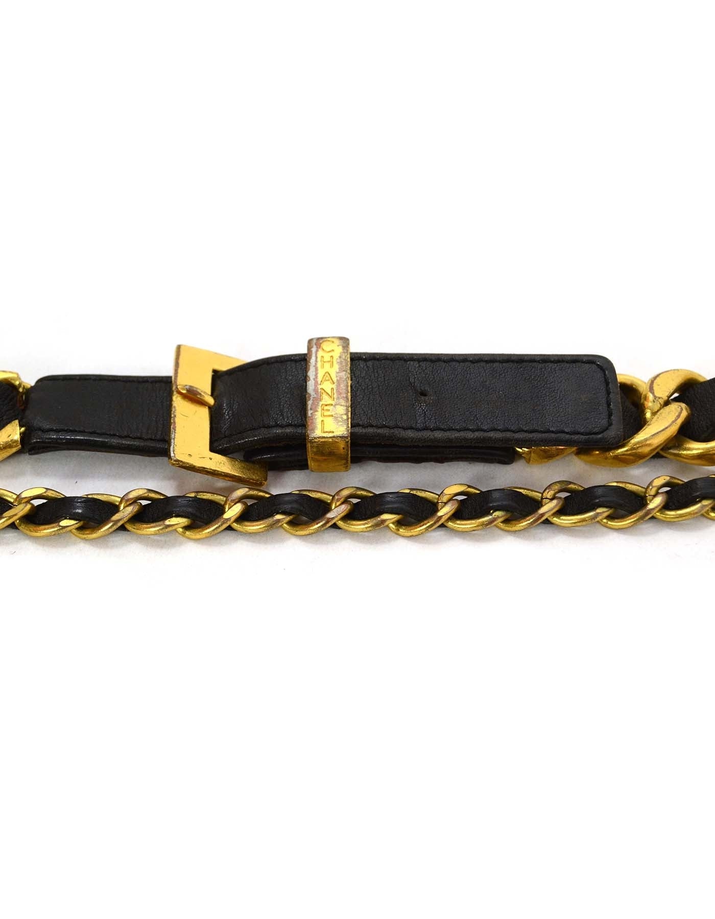 Chanel   93 Leather Woven Chain Link Belt sz 75