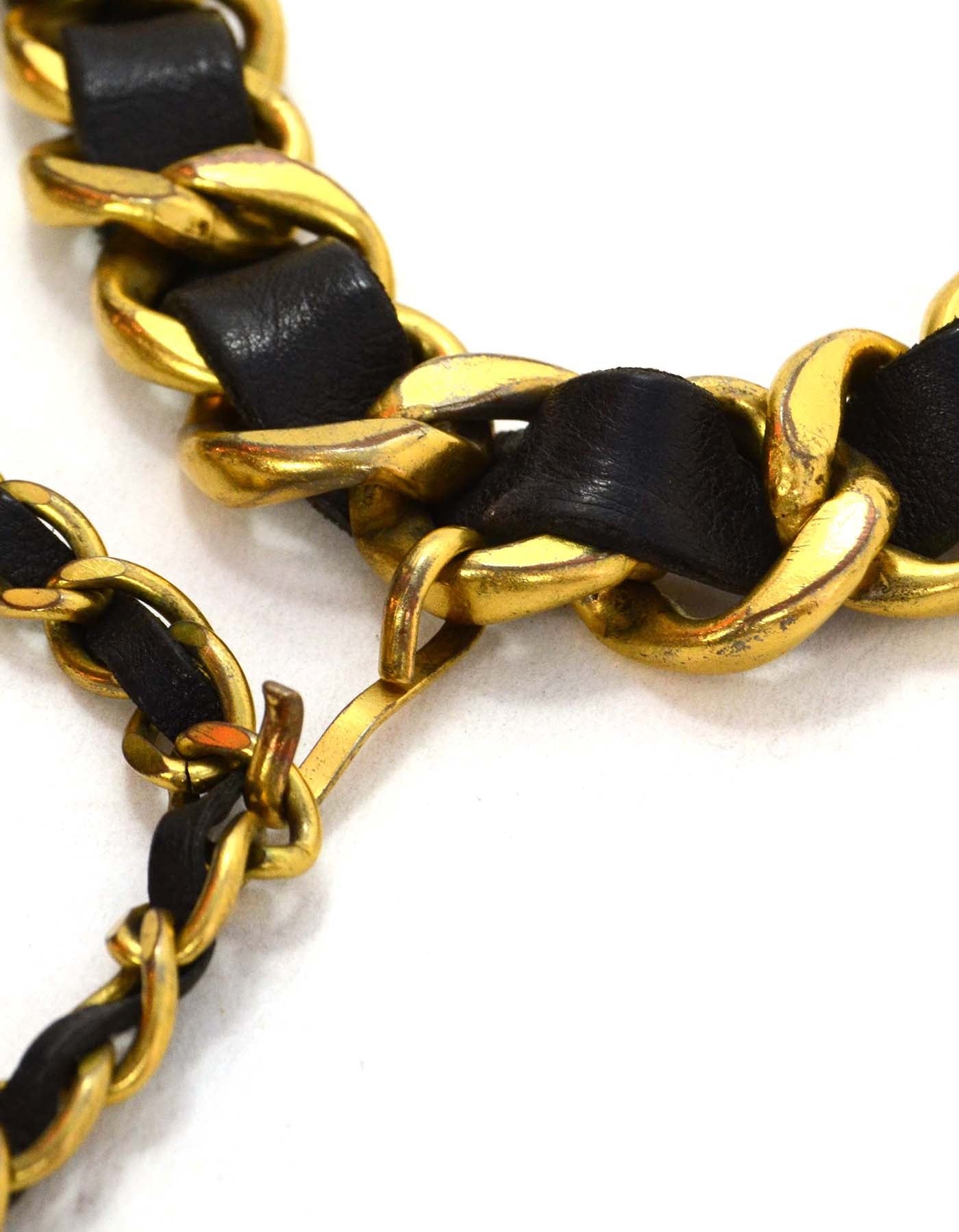 Chanel   93 Leather Woven Chain Link Belt sz 75