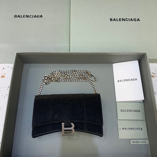 BLN-Ciaga Hourglass Wallet On Chain in Black, For Women,  Bags 7.6in/19Amelia6560502102G1000