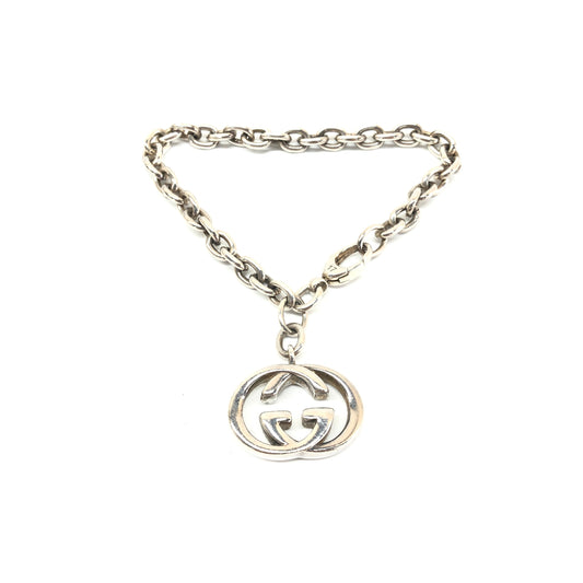 Gucci Interlocking GG Logo Charm Sterling Silver Bracelet