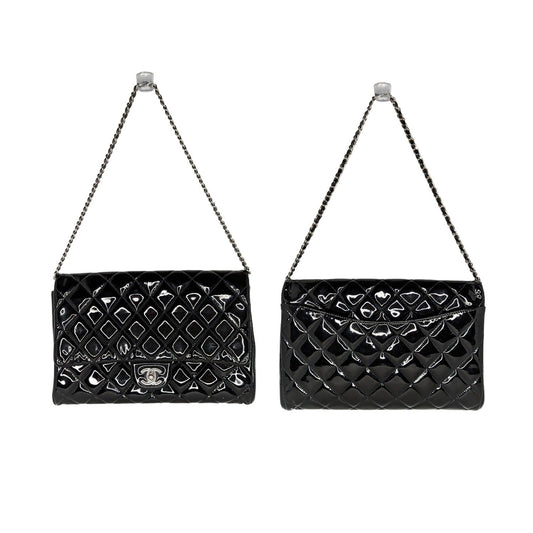 Chanel bag Black Patent Leather New Clutch With Chain CWC