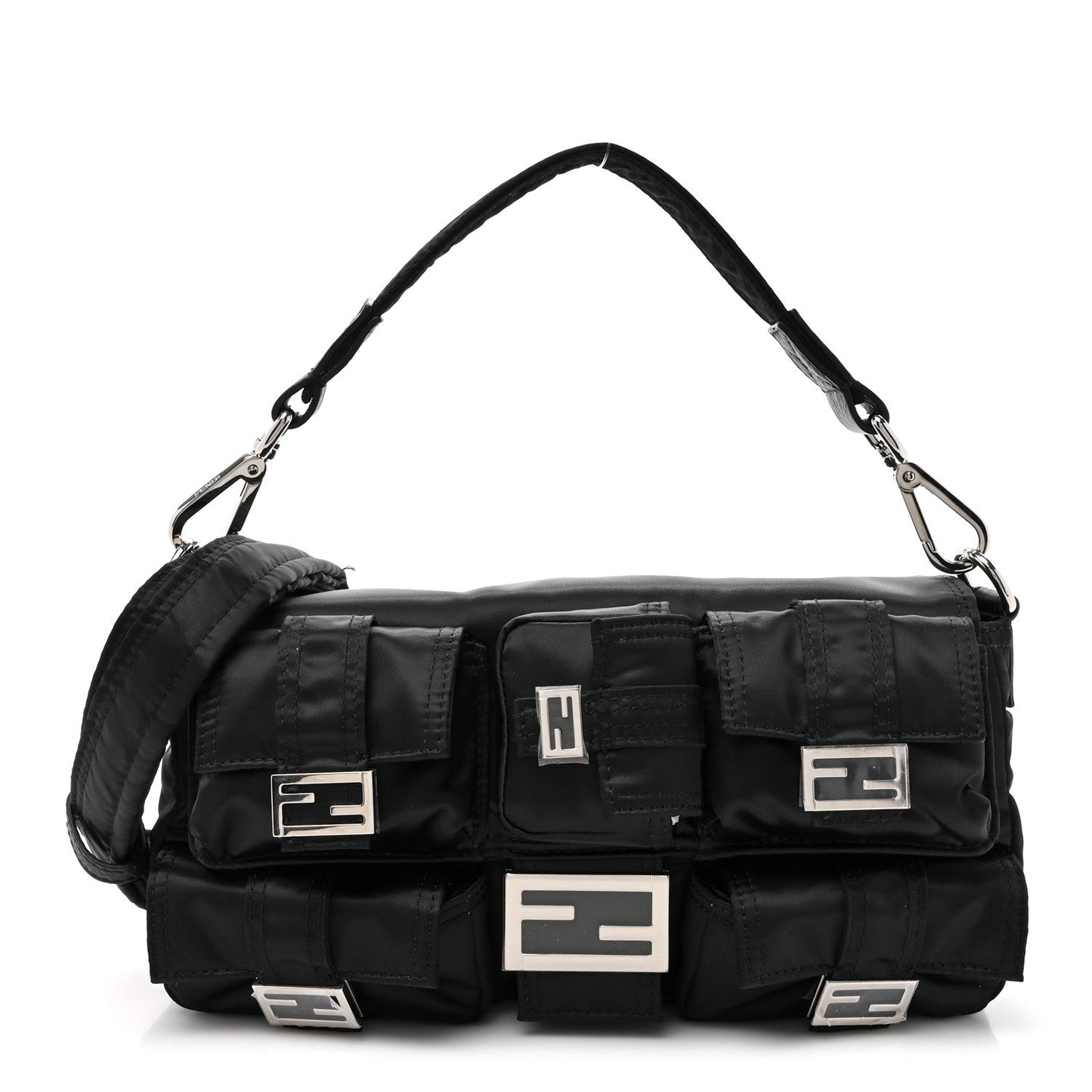 Amelia Econyl Cuoio Romano Multipocket Baguette Black
