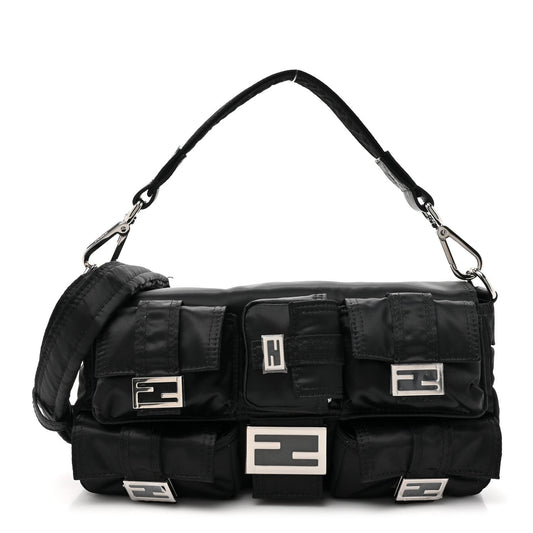 Amelia Econyl Cuoio Romano Multipocket Baguette Black