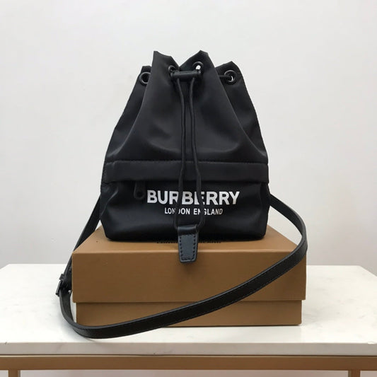 B-Berry - BB  Logo Print Nylon Drawcord Pouch Black For Women, Bags 7.7in/19.5cm