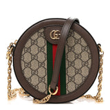 Amelia GG Supreme Monogram Web Mini Ophidia Round Shoulder Bag Brown