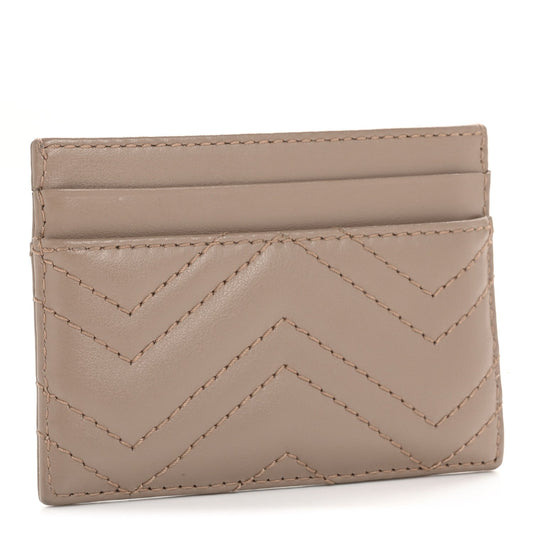 Amelia Calfskin Matelasse GG Marmont Card Holder Porcelain Rose