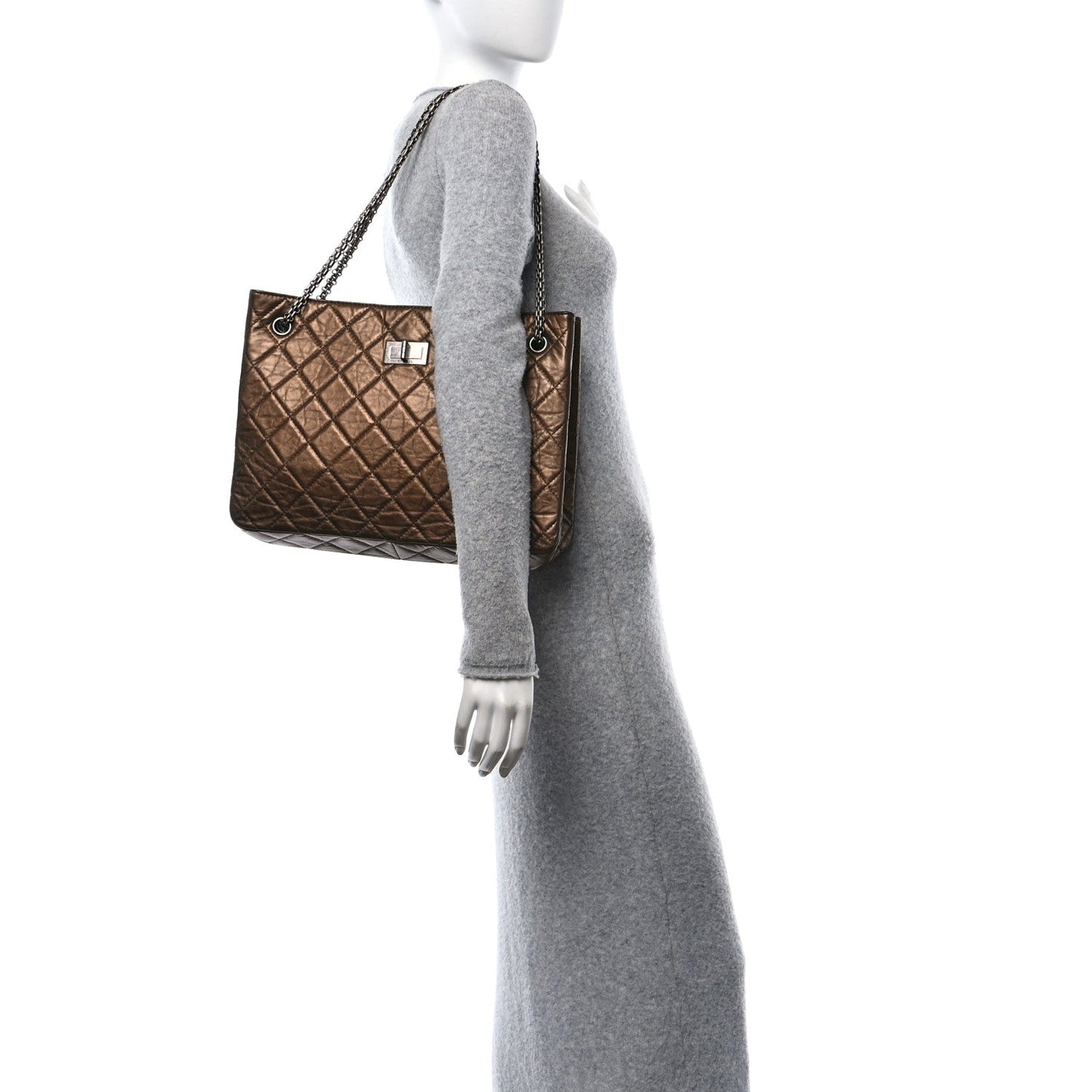 Amelia Aged Calfskin Reissue 2.55 Tote Bronze