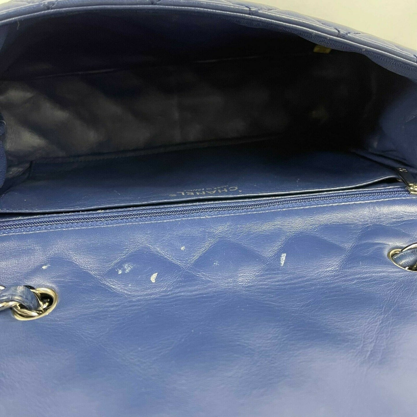 CHANEL Classic 08 Single Flap Bag - Blue Quilted Lambskin Maxi Shoulder Bag