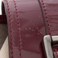 Burberry Burgundy Patent Leather Trim Plaid Handbag