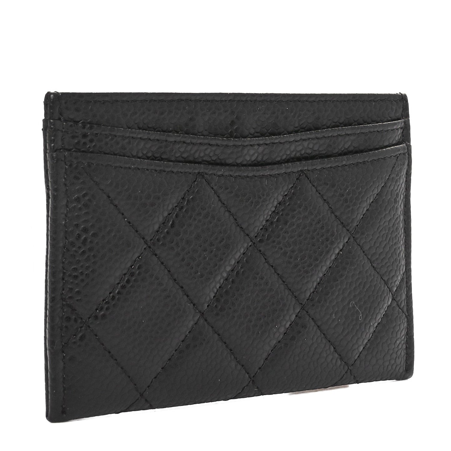 Amelia Caviar Quilted Card Holder Black