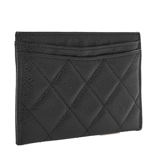 Amelia Caviar Quilted Card Holder Black