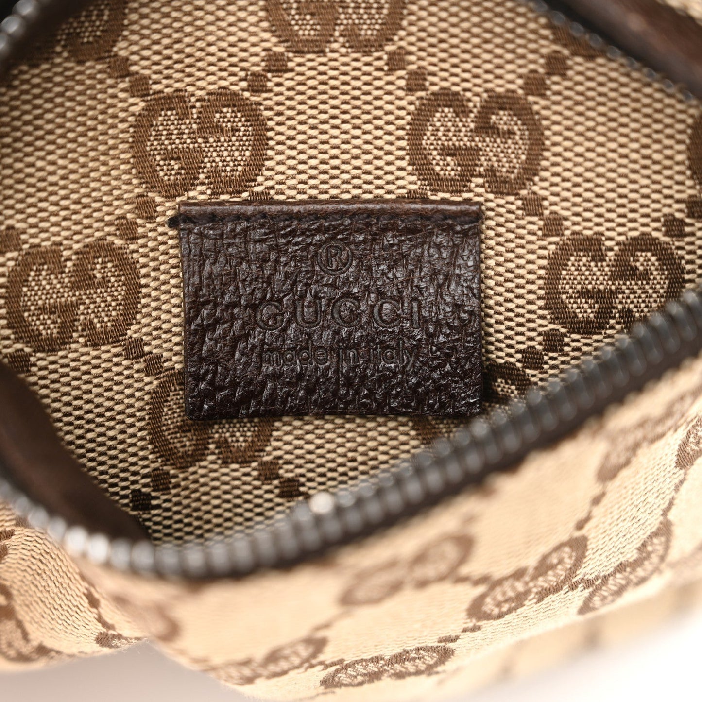 Amelia GG Monogram Double Pocket Belt Bag Dark Brown