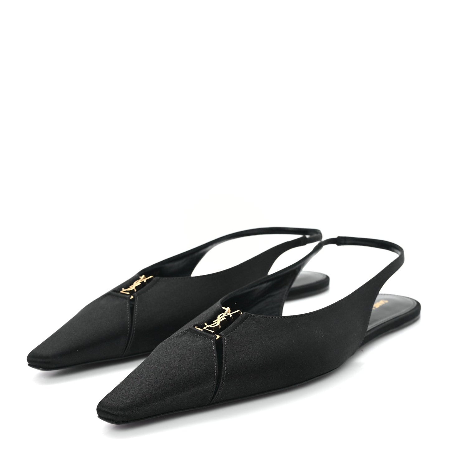 Saint Laurent Raso Nappa Babylone 00 Slingback Flats 38 Black