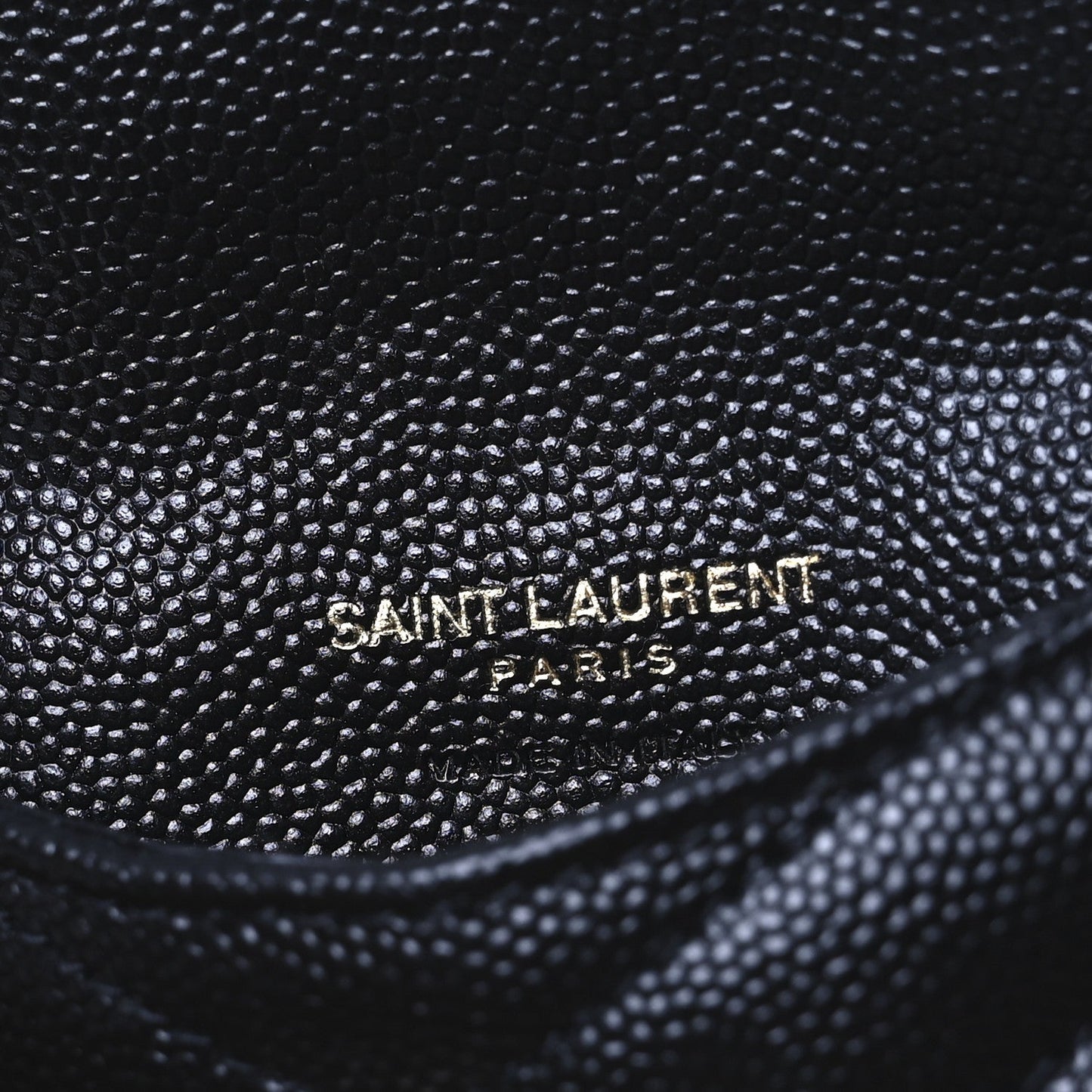 Saint Laurent Grain De Poudre Matelasse Chevron Monogram Compact Wallet Black