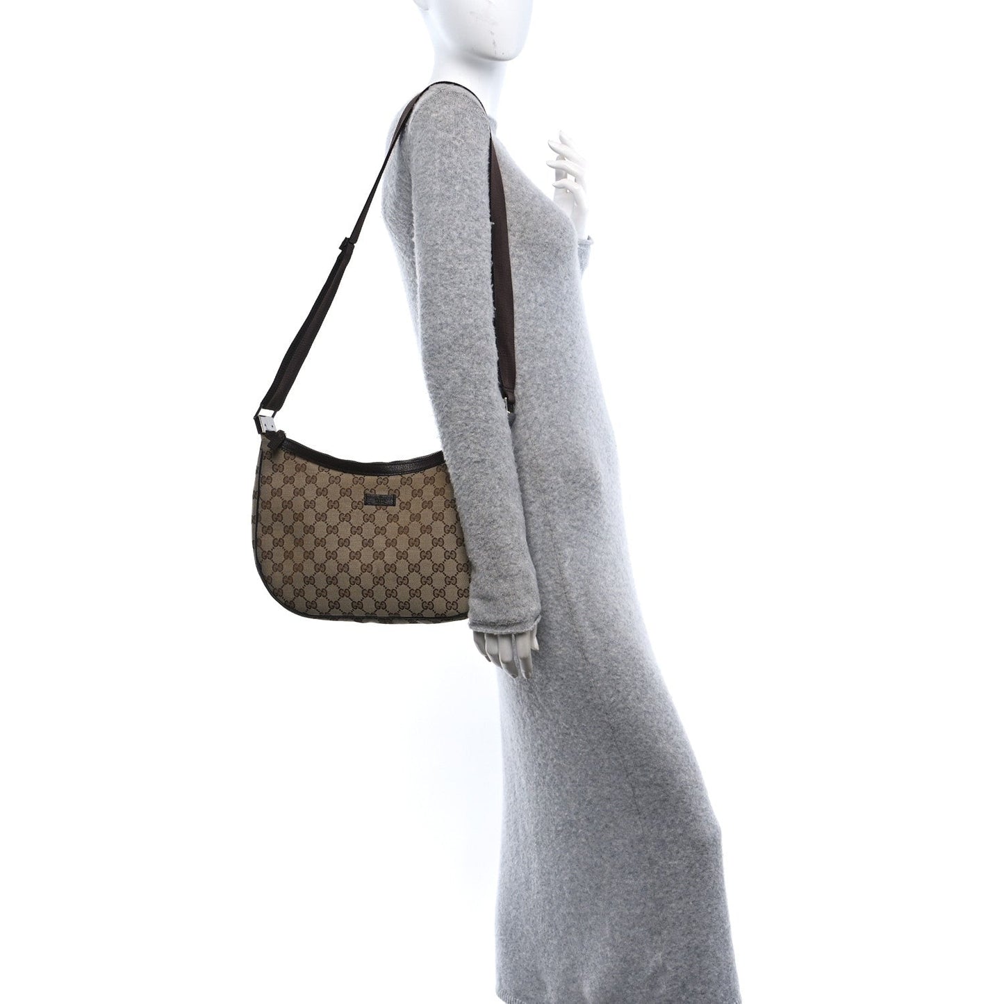 Amelia Monogram Medium Half Moon Hobo Dark Brown