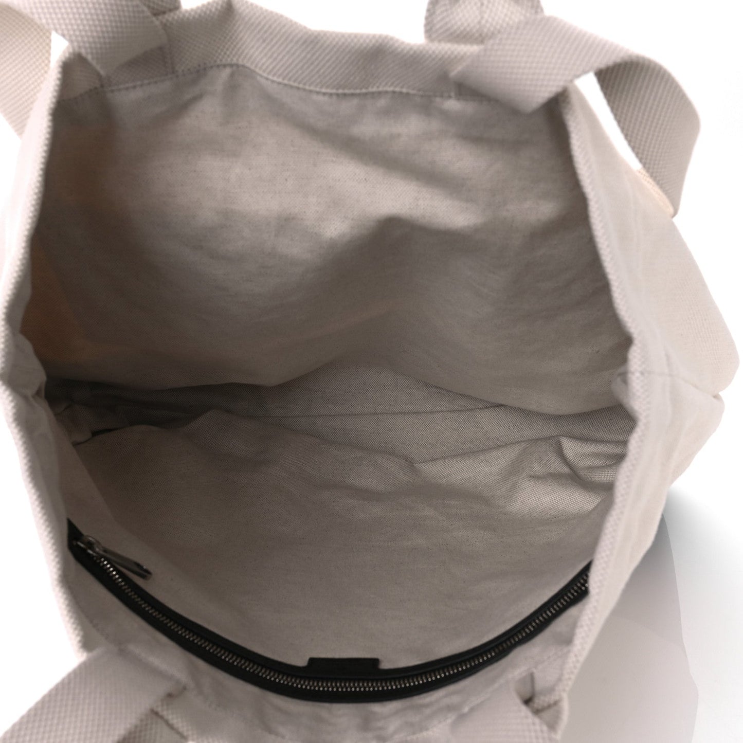 Amelia Canvas Logo Embossed Black Tote Beige