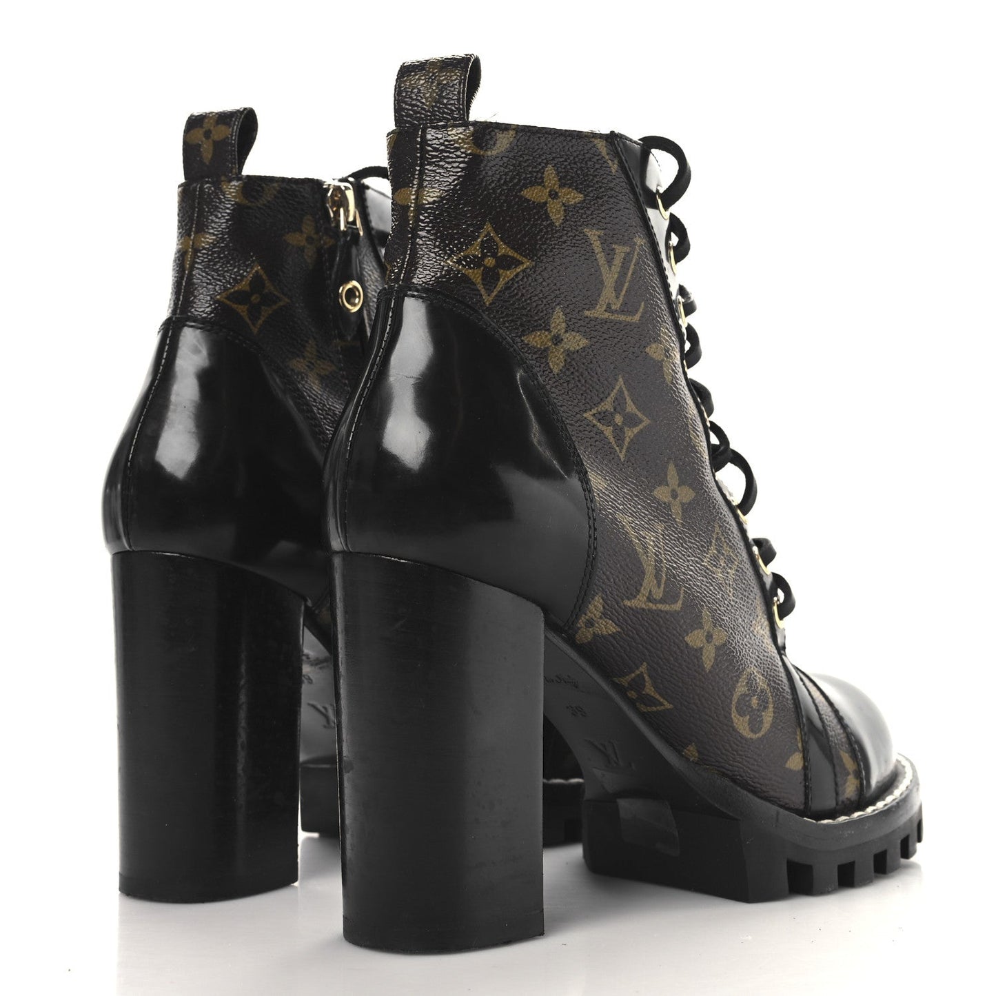 Louis Vuitton Patent Calfskin Monogram Star Trail Ankle Boots Black