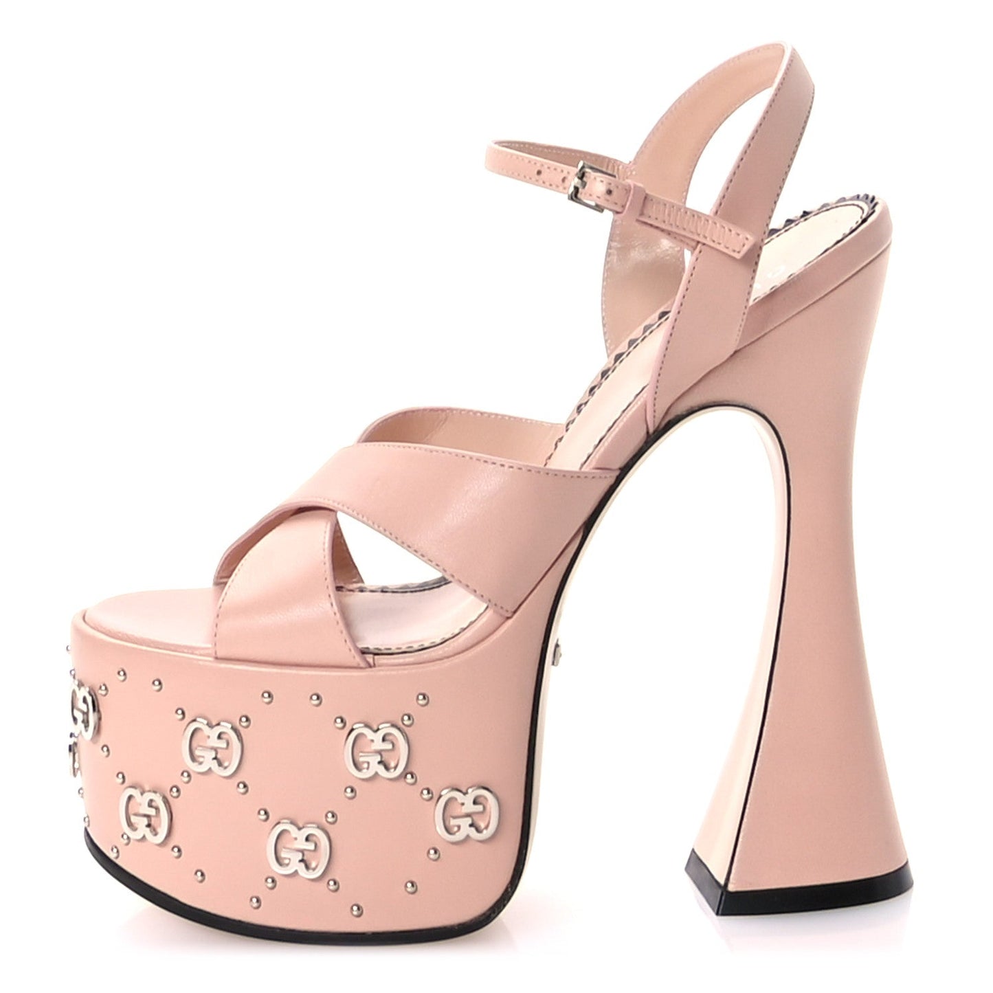 Amelia Malaga Kid Interlocking G Studs 155mm Platform Sandals 35 Perfect Pink
