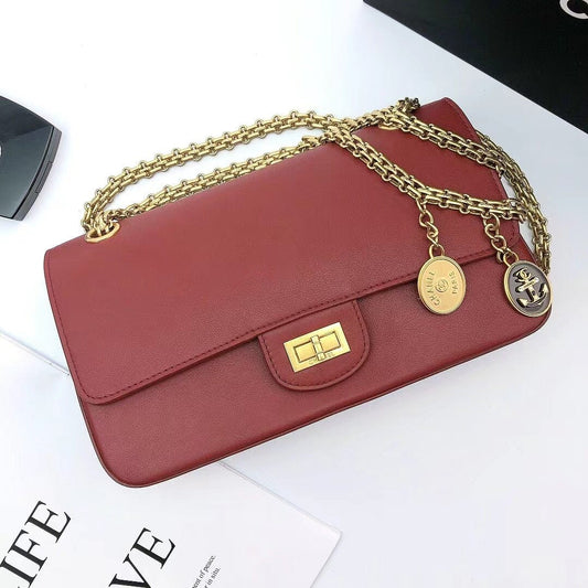 CHL - Maroon Medallion Nude Reissue 2.55 Classic 225 Flap Red Bag For Women 24cm/9.4in