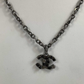 CHANEL - Gripoix CC Necklace - Red Stones - Silver Burgundy Logo Charm Chain