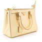 Prada Gold Metallic Saffiano Leather Double Zip Handbag